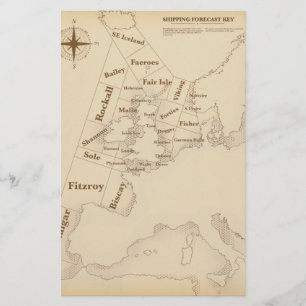 Vintage style British Isles Shipping Forecast Stationery