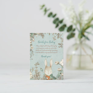 Vintage Style Bunny Florals Book For Baby Shower Enclosure Card