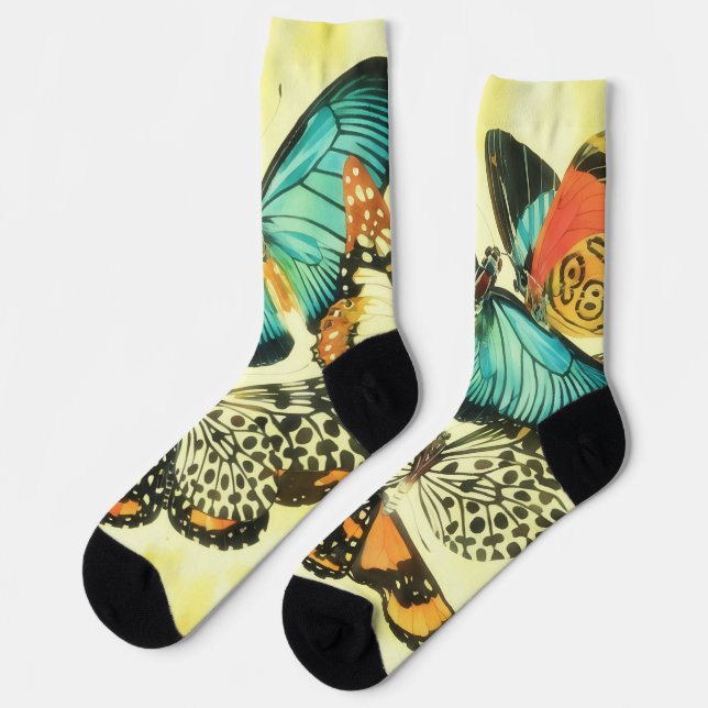 Vintage Style Butterfly Art Socks (Left)