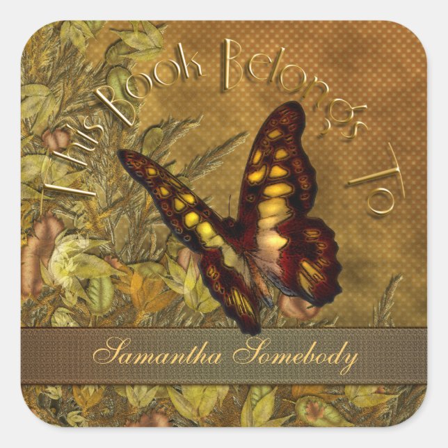 Vintage Style Butterfly Bookplate (Front)