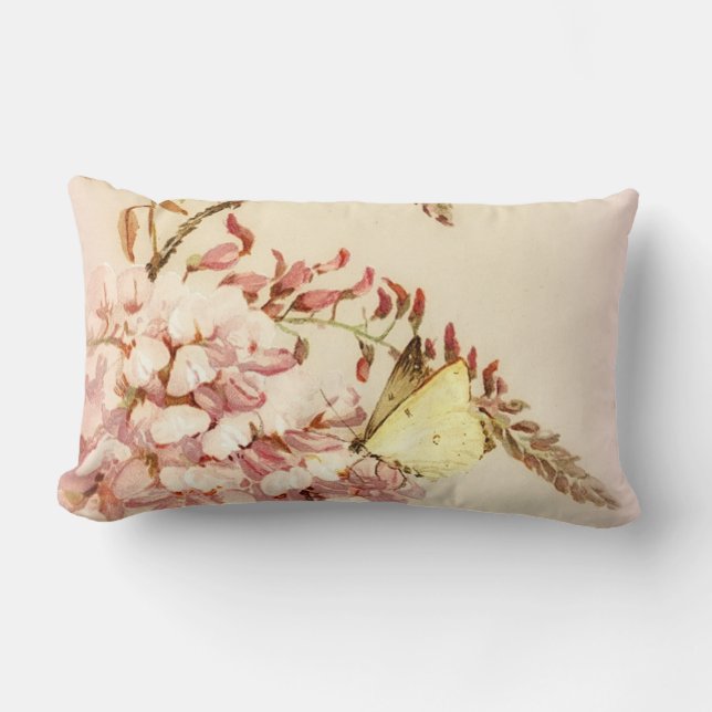 Vintage Style Butterfly Flowers Pillow (Front)