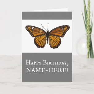 Vintage Style, Butterfly, Happy Birthday Card