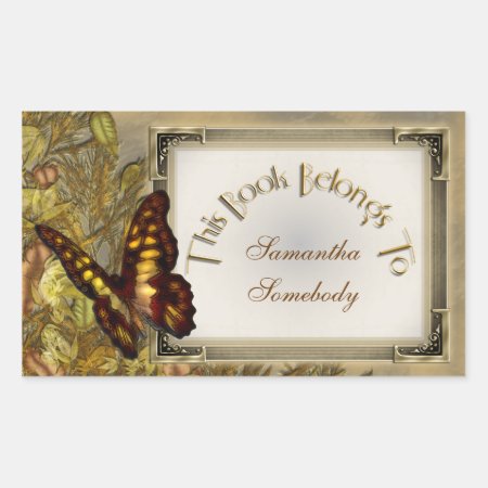 Vintage Style Butterfly Illustration Bookplate
