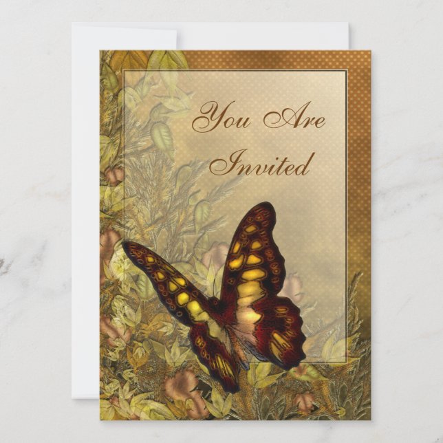 Vintage Style Butterfly Illustration Invitations (Front)