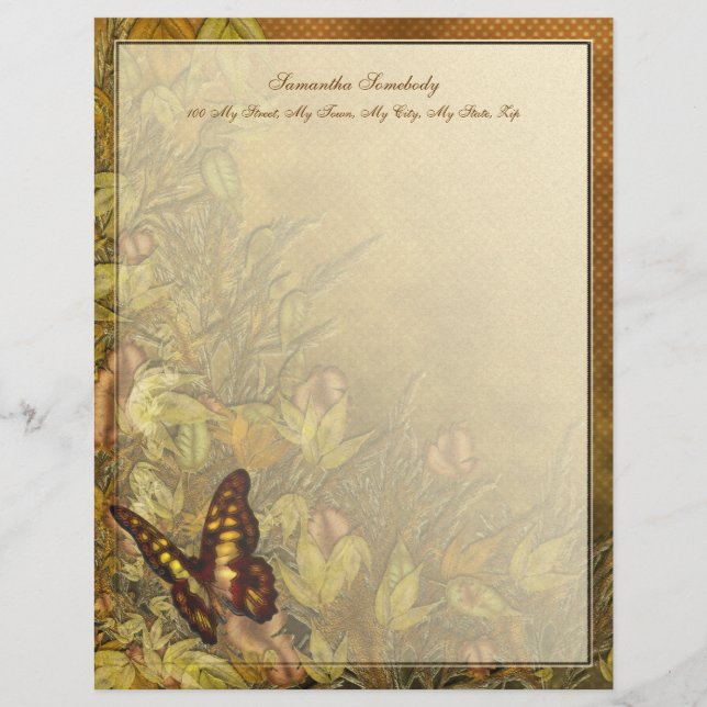 Vintage Style Butterfly Illustration Letterhead (Front)