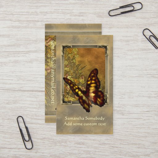 Customizable Vintage Style Butterfly Illustration Profile Card Business Card Templates