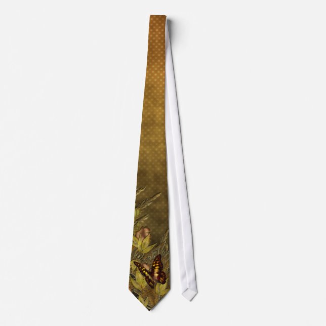 Vintage Style Butterfly Illustration Tie (Front)