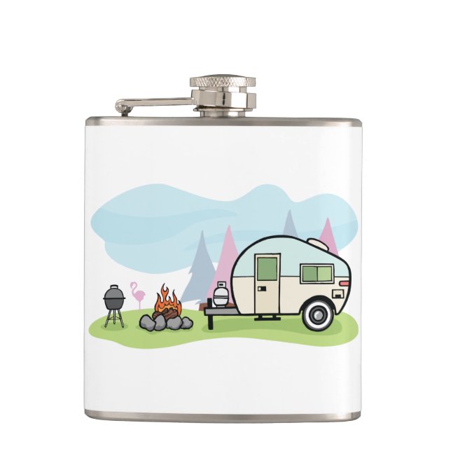 Vintage Style Camper Flask (Front)