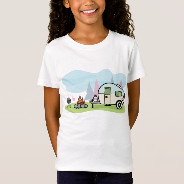 Vintage Style Camper Girls T-Shirt (Front)
