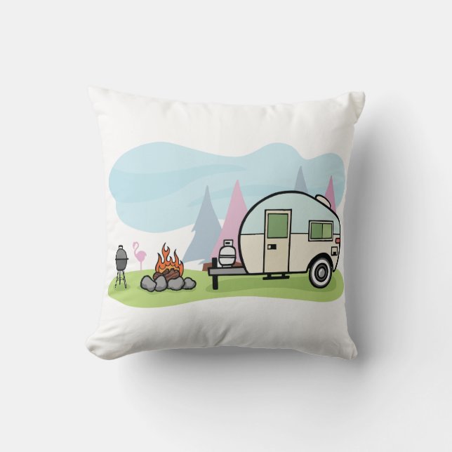 Vintage Style Camper Pillow (Front)