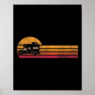 Vintage Style Camper Van Silhouette Retro Camping Poster