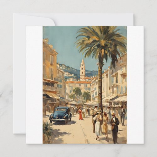 Vintage Style Cannes French Travel Watercolor