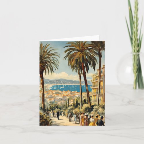 Vintage Style Cannes French Travel Watercolor Card