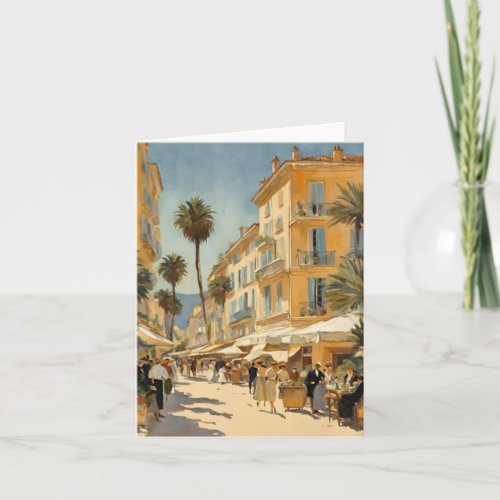 Vintage Style Cannes French Travel Watercolor Card