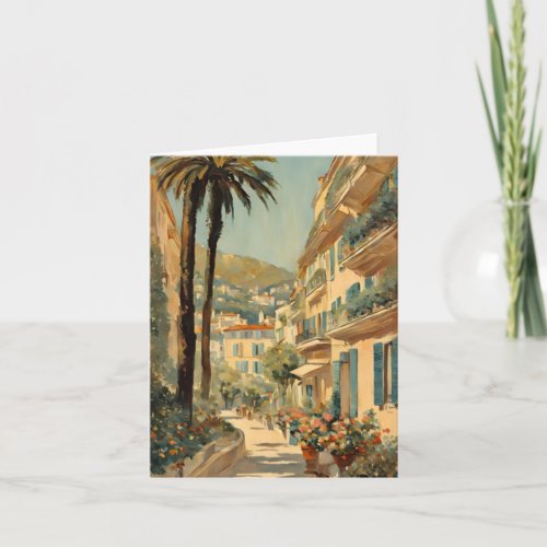 Vintage Style Cannes French Travel Watercolor Card