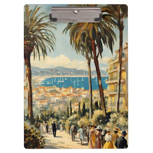 Vintage Style Cannes French Travel Watercolor Clipboard