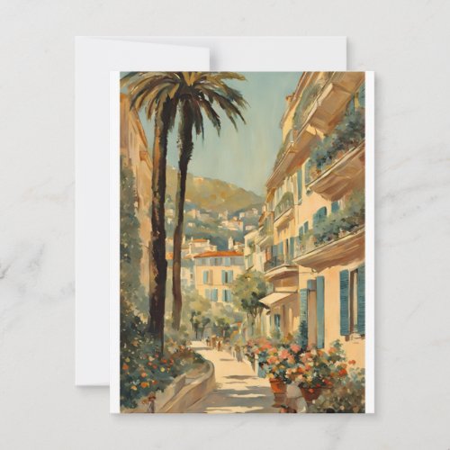 Vintage Style Cannes French Travel Watercolor Holiday Card