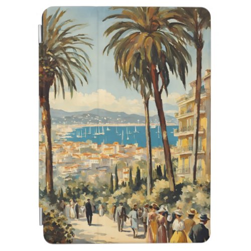 Vintage Style Cannes French Travel Watercolor iPad Air Cover