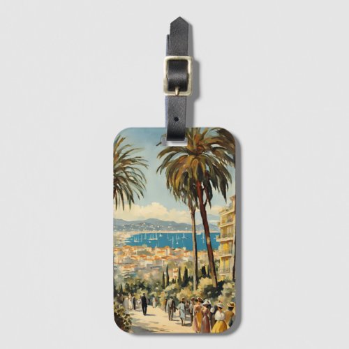 Vintage Style Cannes French Travel Watercolor Luggage Tag