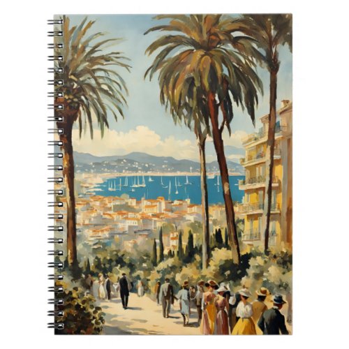 Vintage Style Cannes French Travel Watercolor Notebook