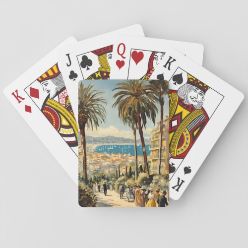 Vintage Style Cannes French Travel Watercolor Poker Cards