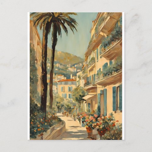 Vintage Style Cannes French Travel Watercolor Postcard