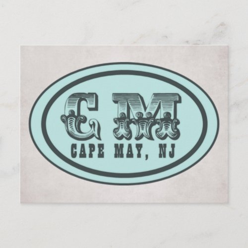 Vintage Style Cape May NJ Beach Tag Postcard