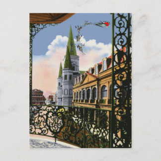 Vintage Style Cathedral with Sleigh Postcard