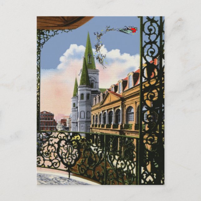 Vintage Style Cathedral with Sleigh Postcard (Front)