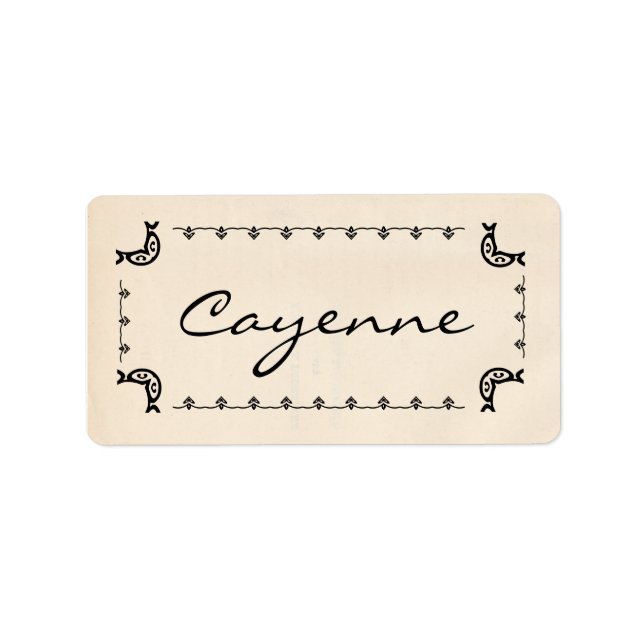 Vintage Style Cayenne Pepper Herb Labels (Front)