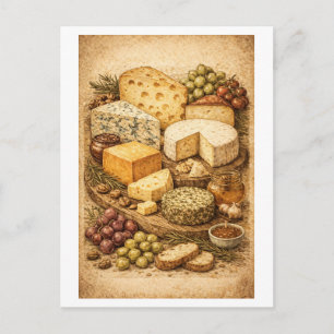 Vintage-Style Cheese Board Postcard