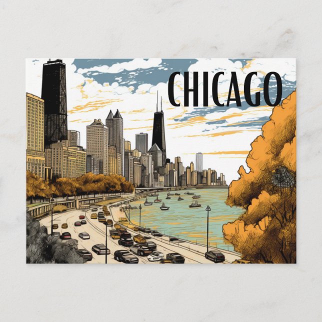 Vintage Style Chicago Postcard (Front)