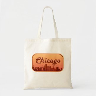 Vintage Style Chicago Skyline Tote Bag