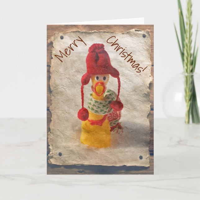Vintage Style Chicken Christmas Card! Holiday Card (Front)