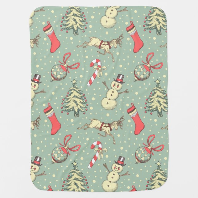 Vintage Style Christmas Baby Blanket (Front)