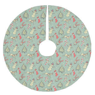 Vintage Style Christmas Brushed Polyester Tree Skirt