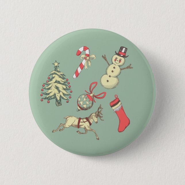 Vintage Style Christmas Button (Front)
