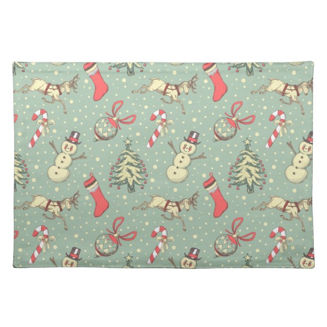 Vintage Style Christmas Cloth Placemat (Front)