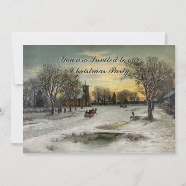 Vintage style Christmas Eve Christmas Invitation (Front)