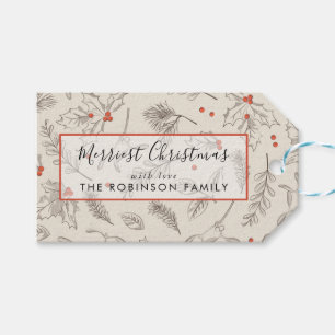 Vintage Style Christmas Holiday Personalized Gift Tags