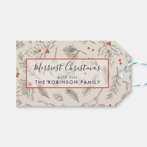 Vintage Style Christmas Holiday Personalized Gift Tags