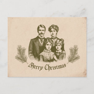Vintage-Style Christmas Illustration Holiday Postcard