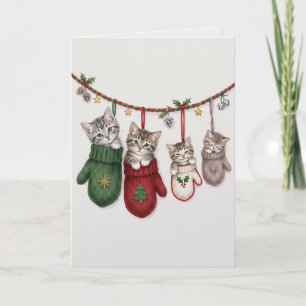Vintage Style Christmas Kittens Charming Card
