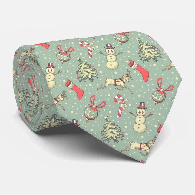 Vintage Style Christmas Neck Tie (Rolled)