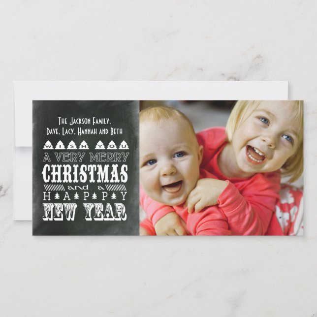 Vintage Style Christmas & New Years Photo Card (Front)