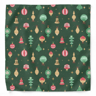 Vintage Style Christmas Ornament Pattern - Green Bandana
