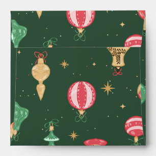 Vintage Style Christmas Ornament Pattern - Green Envelope