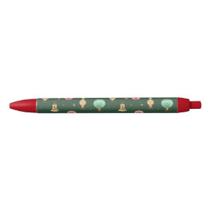Vintage Style Christmas Ornament Pattern - Green Pen