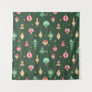 Vintage Style Christmas Ornament Pattern - Green Tapestry