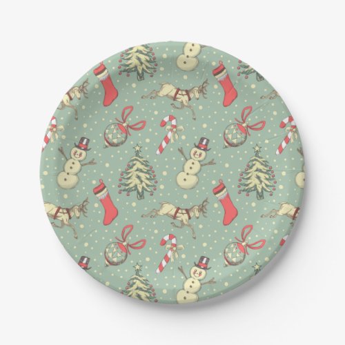 Vintage Style Christmas Paper Plates